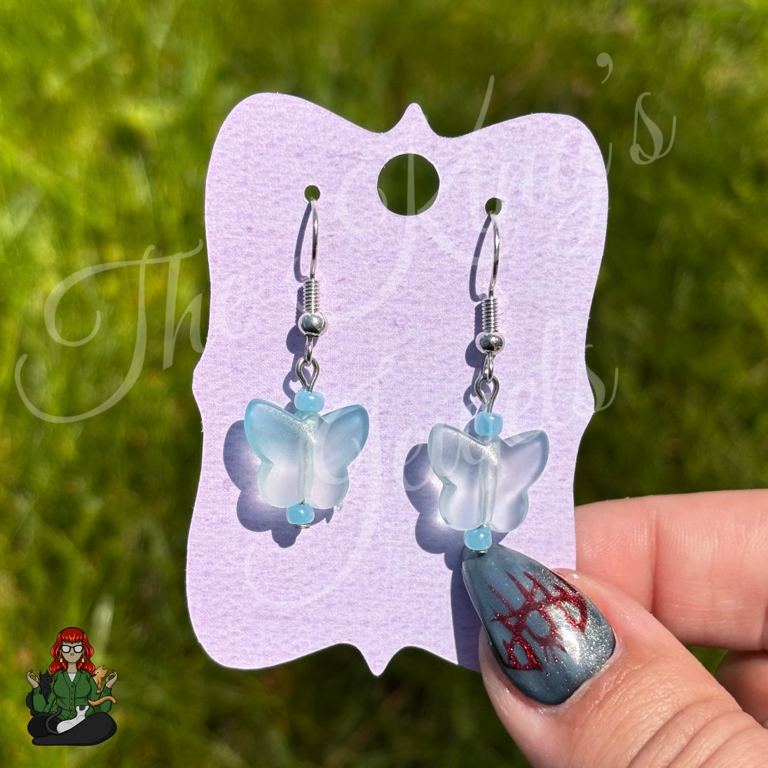 Melissa - Frosted Blue Butterfly Earrings!