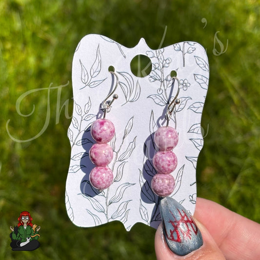 Melissa - Purple Pink Marbled Glass Bead Earrings!