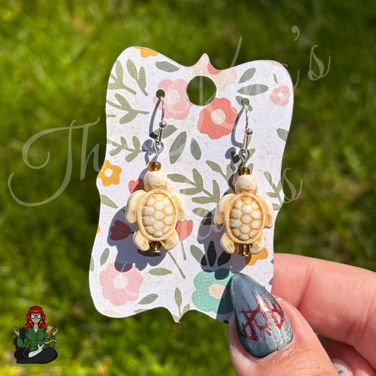 Melissa - Cream Turtle Bead Earrings!