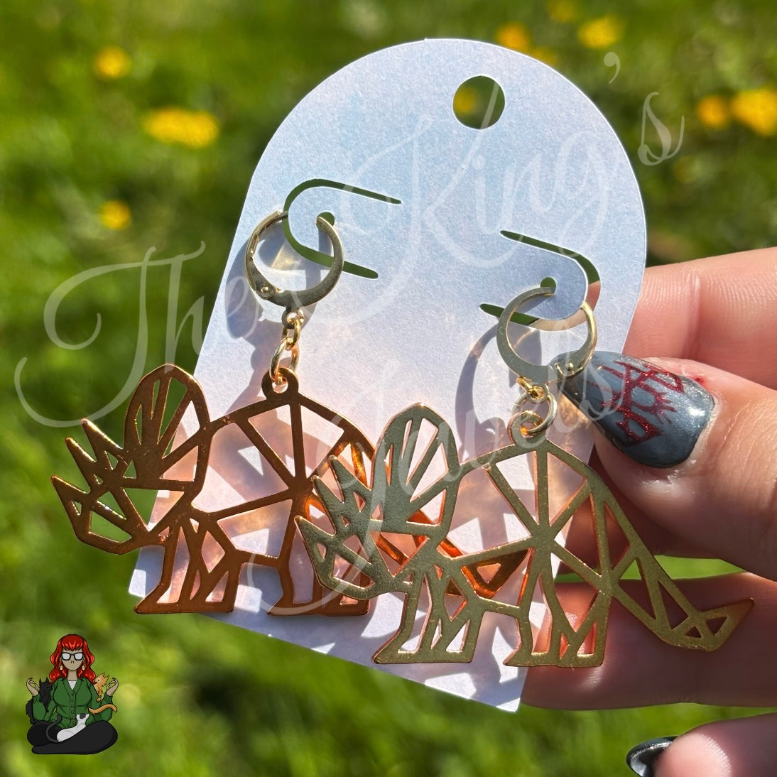 LeonaRae - Geometric Triceratops Dinosaur Earrings!