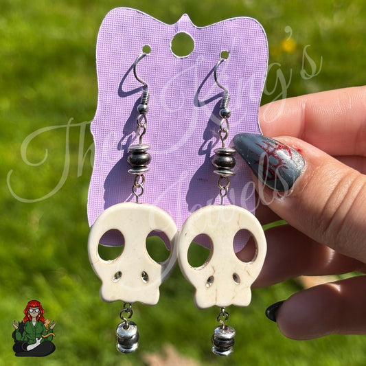Amelia -  Edgy Stone Skull Earrings!