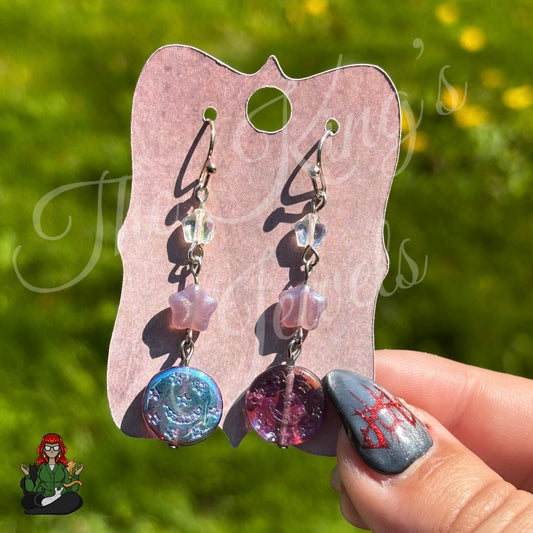 Amelia - Glass Galaxy Disc Earrings!