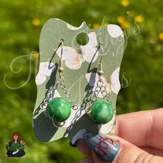 Naomi - Green Jade Chain Earrings!
