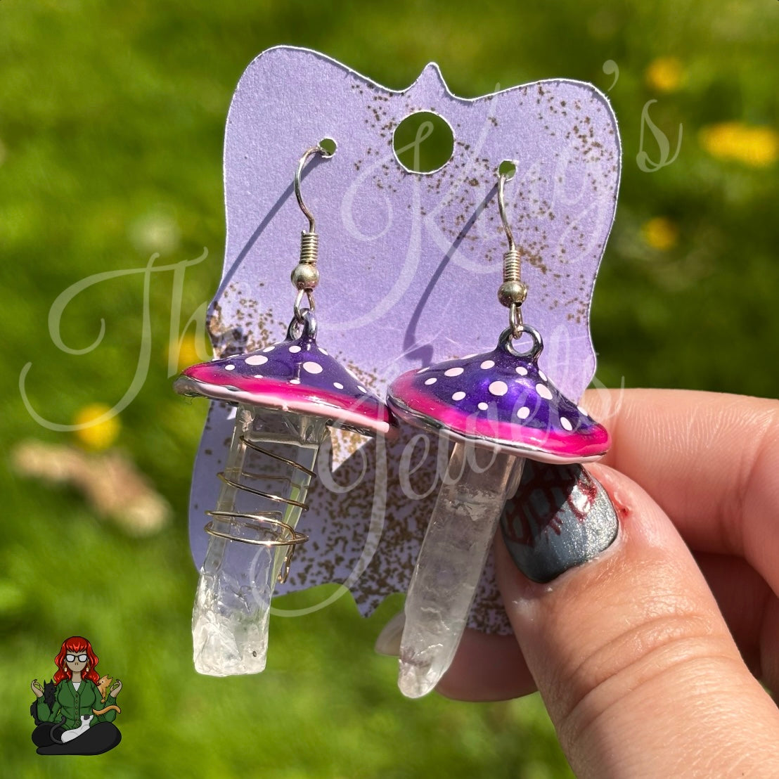 LeonaRae - Mushroom Crystal Quartz Earrings!
