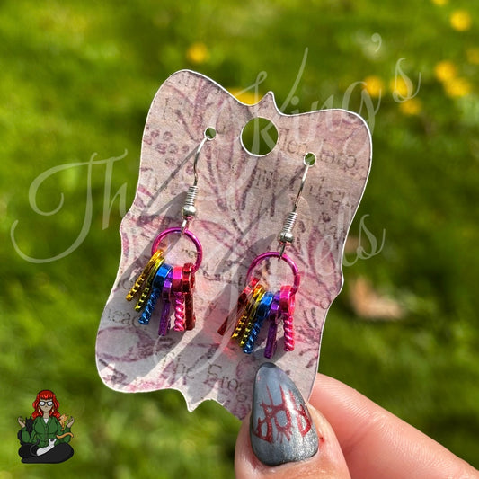 LeonaRae - Rainbow Metallic Key Ring Earrings!