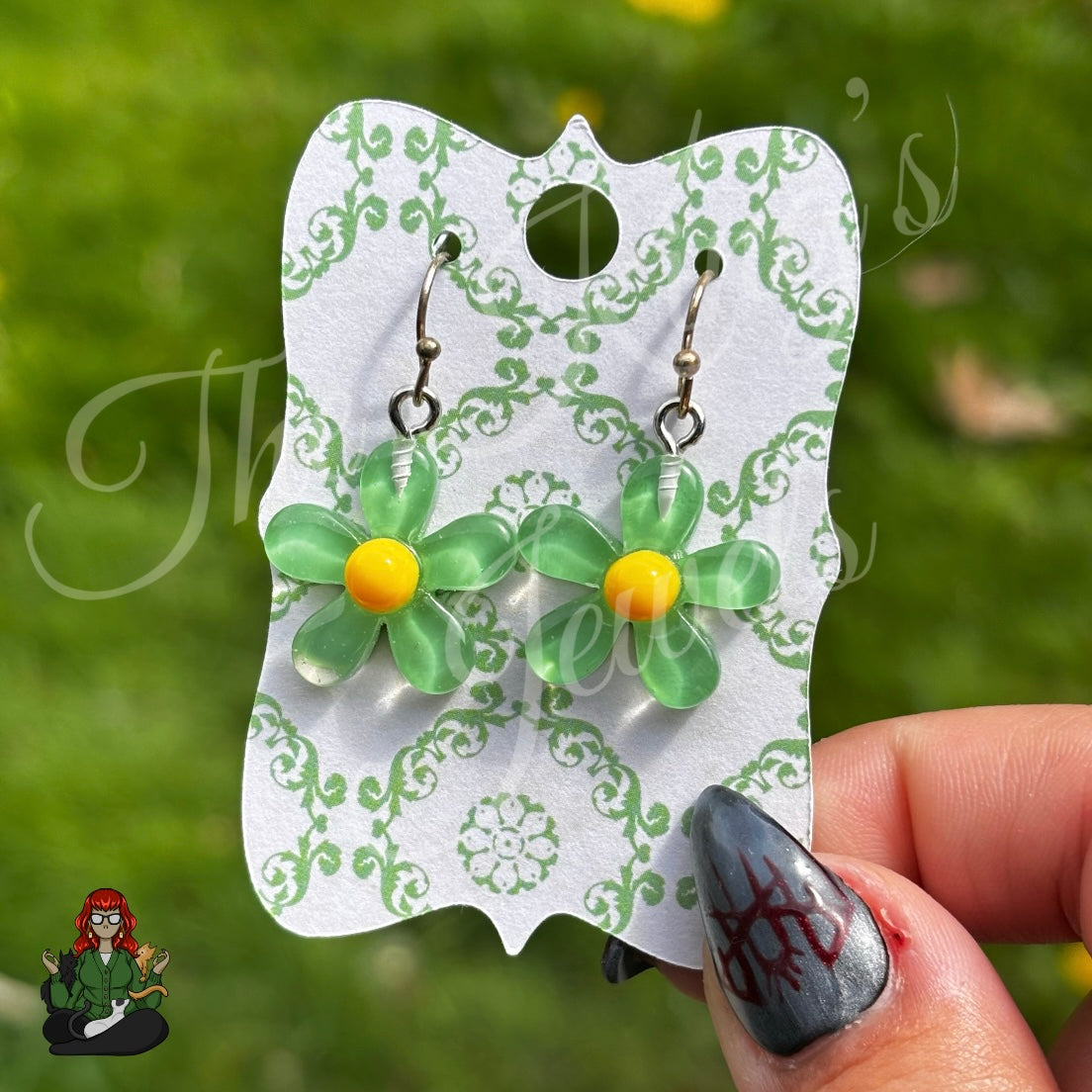LeonaRae - Green & Yellow Daisy Earrings!