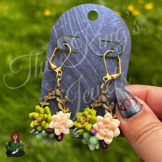 LeonaRae - Gold Vine Pendant & Succulent Earrings!