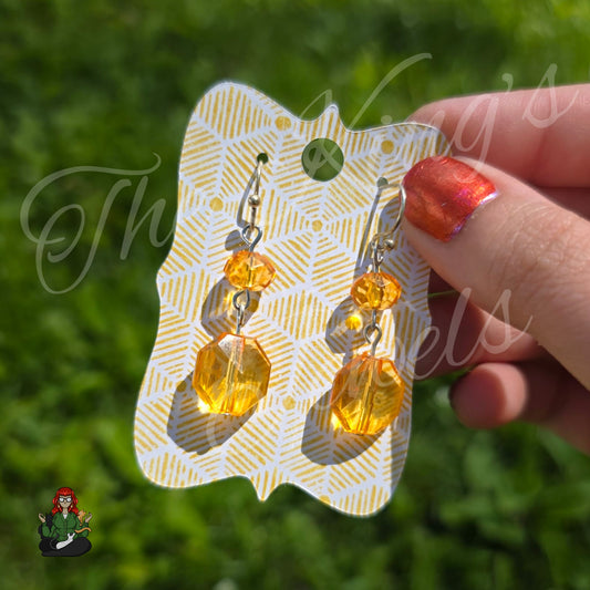 Katie - Orange Hexagonal Glass Bead Earrings!