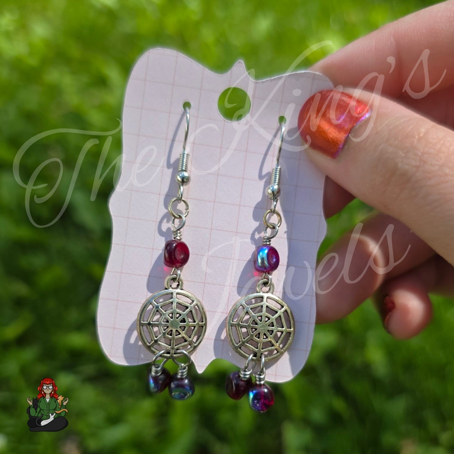 Freya - Spider Web Purple Bead Earrings!