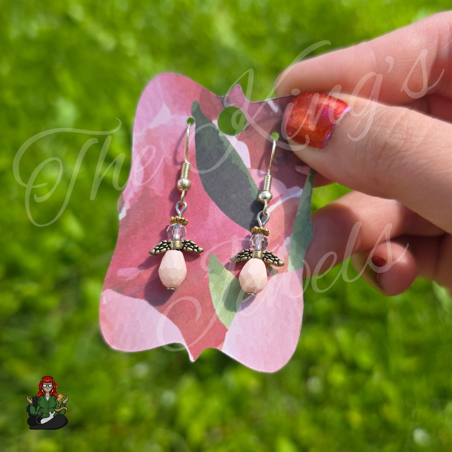 LeonaRae - Angel Wing Peach Bead Earrings!