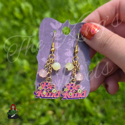 Gladys - Be Kind Enamel Charm Beaded Earrings!