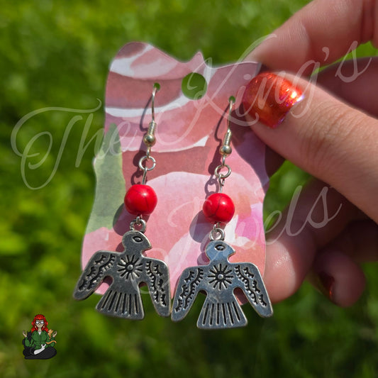 Katie - Thunderbird Silver Metal Charms Earrings!