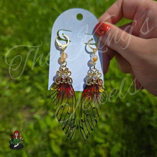 Katie - Smoky Quartz Bead & Resin Monarch Butterfly Earrings!