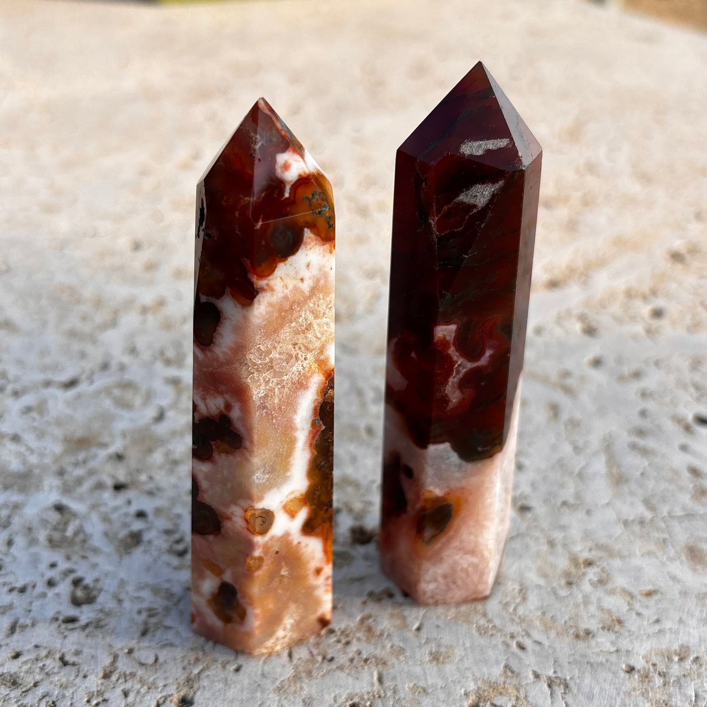 Red Moss Agate Obelisk Towers!