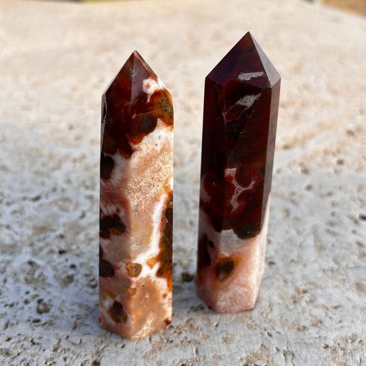 Red Moss Agate Obelisk Towers!