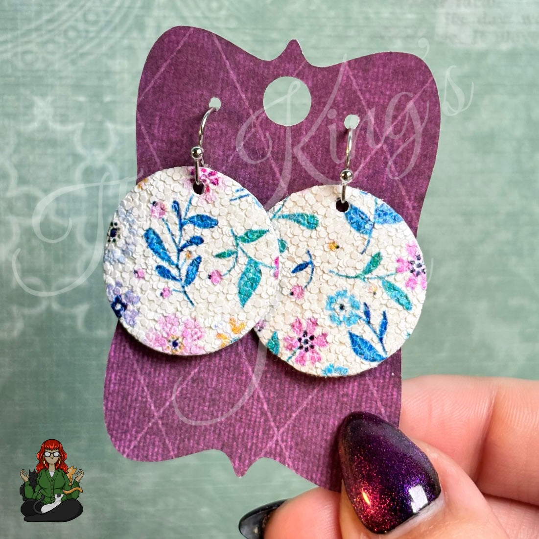 Michelle - Floral Faux Leather Earrings!