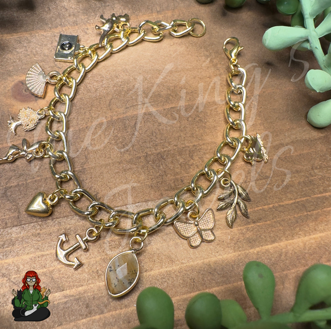 Rhiannon - Chunky Gold Lil Bit of Everything Charm Bracelet!