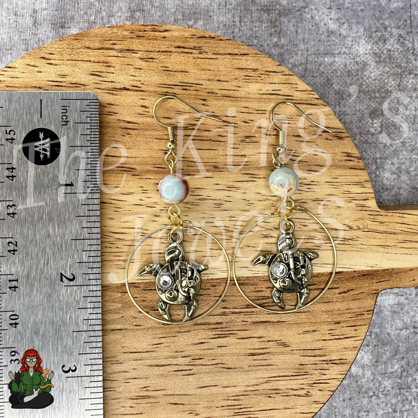 Riona - Steampunk Turtle Hoop & Bead Earrings!