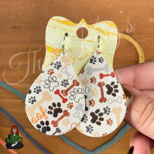 Rose - Paw Print Faux Leather Earrings!