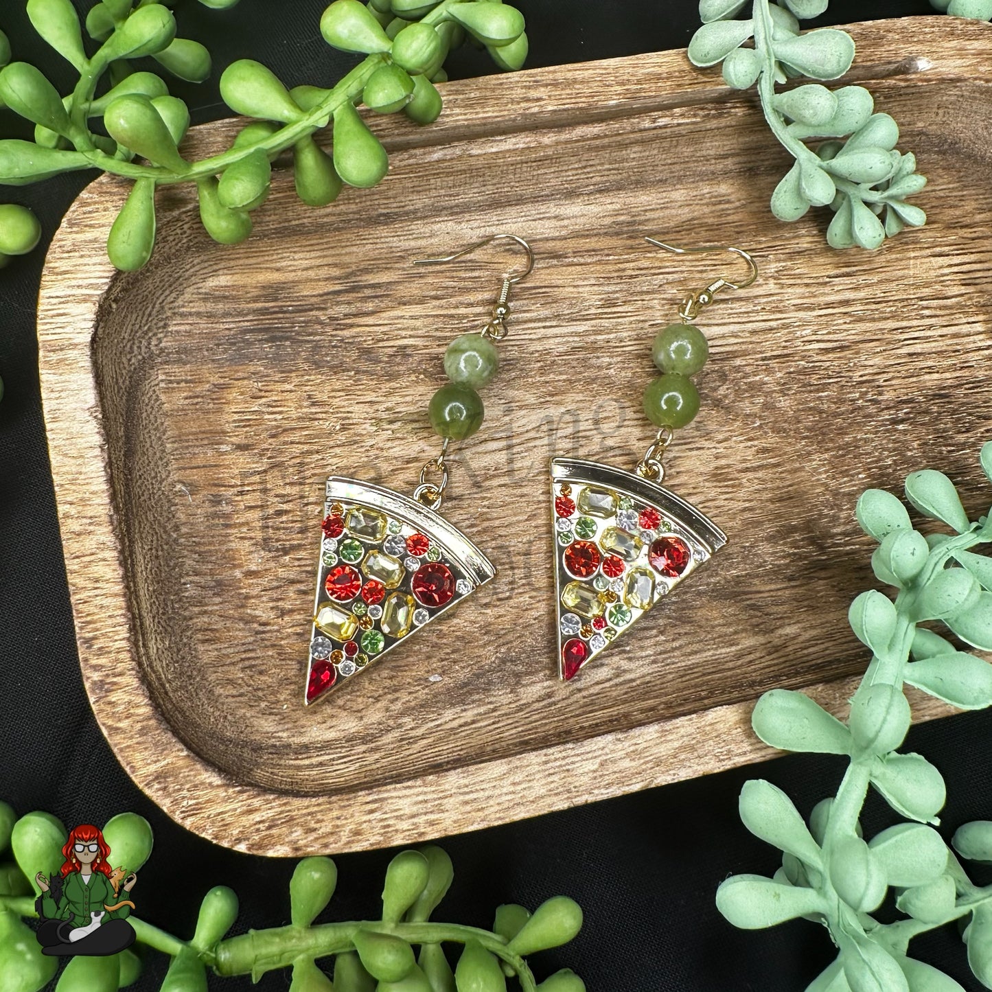 Katie - Rhinestone Pizza Earrings!