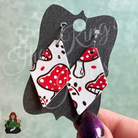 Belle - Mushroom Print Faux Leather Earrings!