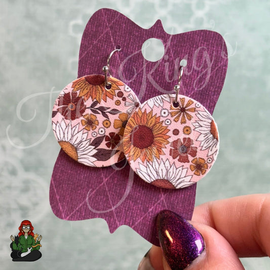 Michelle - Boho Floral Faux Leather Earrings!