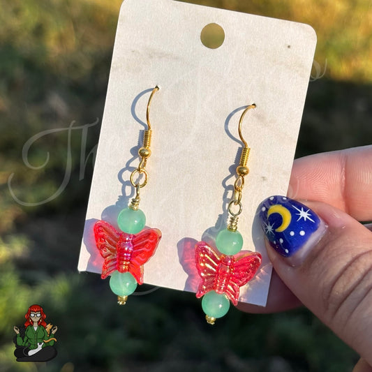 Melissa - Pink & Teal Butterfly Earrings!
