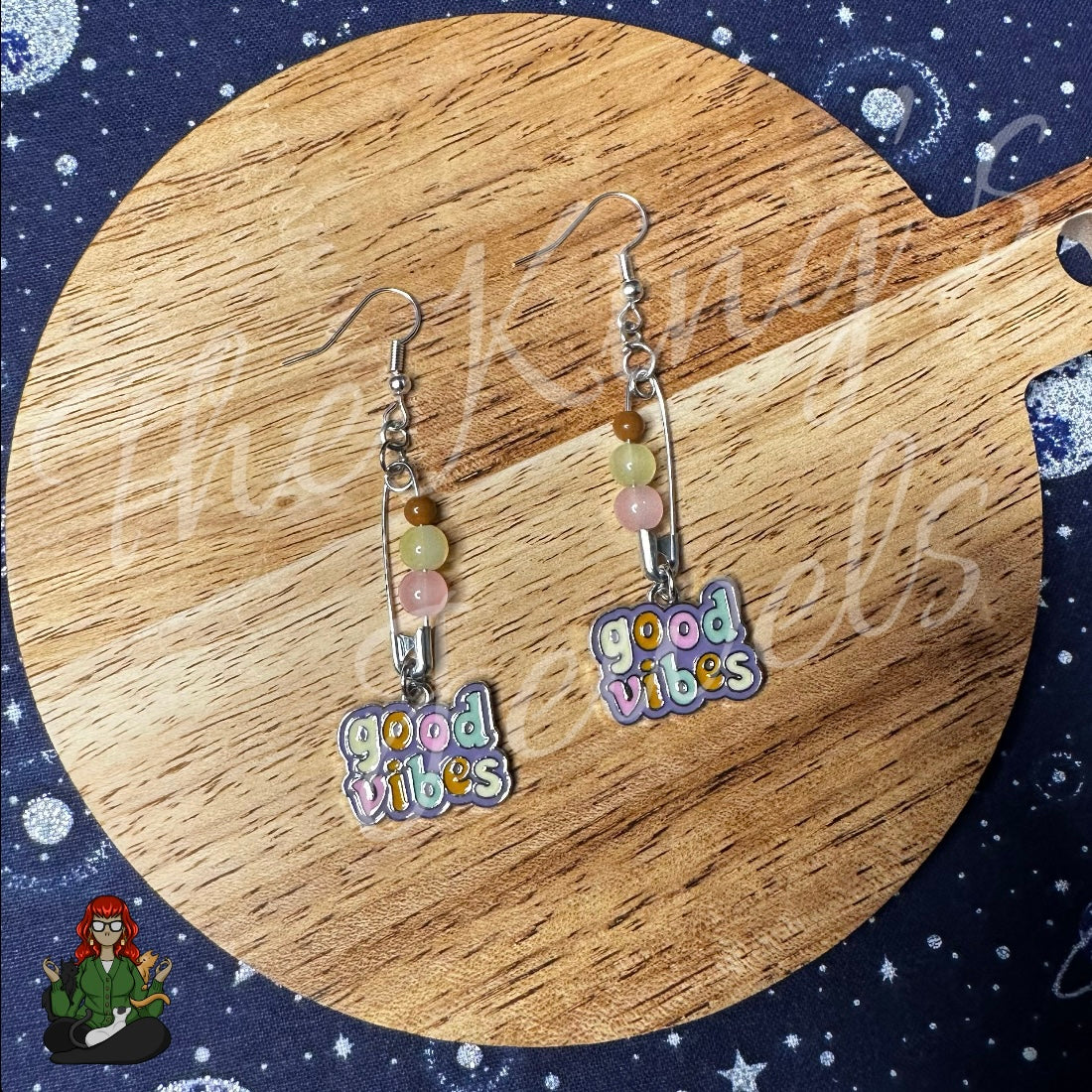 Raven - Good Vibes Safety Pin Earrings!