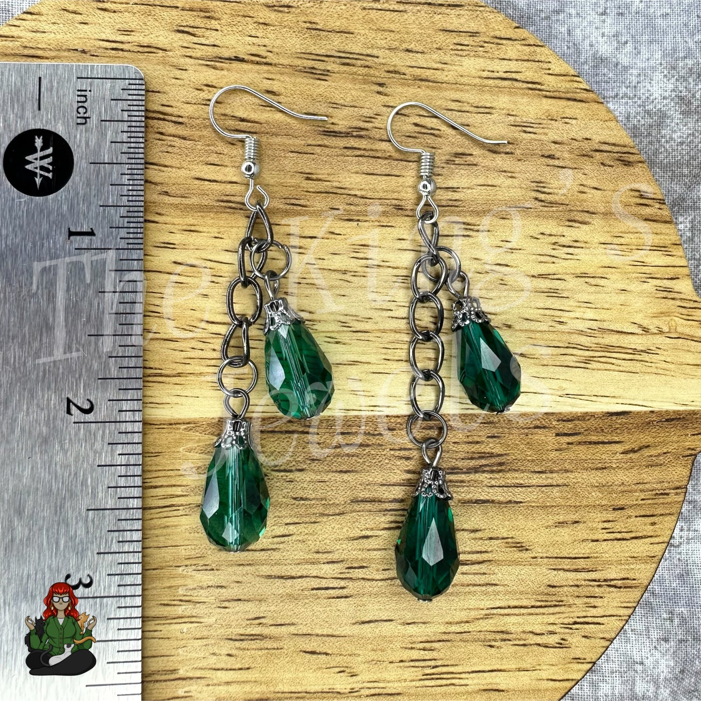 Gladys - Green Teardrop Bead Earrings!