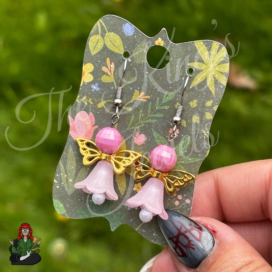 Baby Pink Flower Angel Earrings!