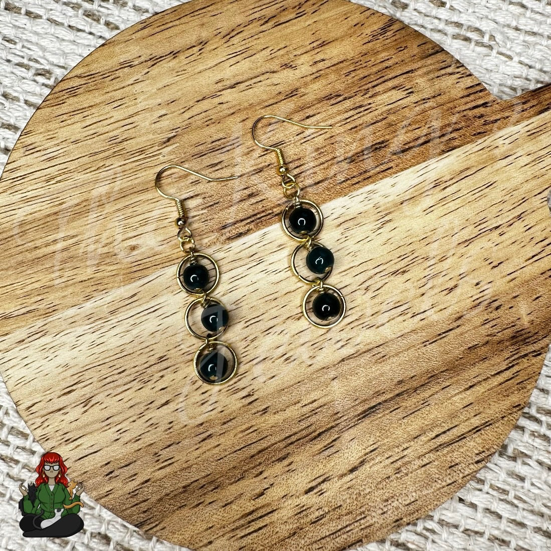 Green Beaded O Ring Earrings!