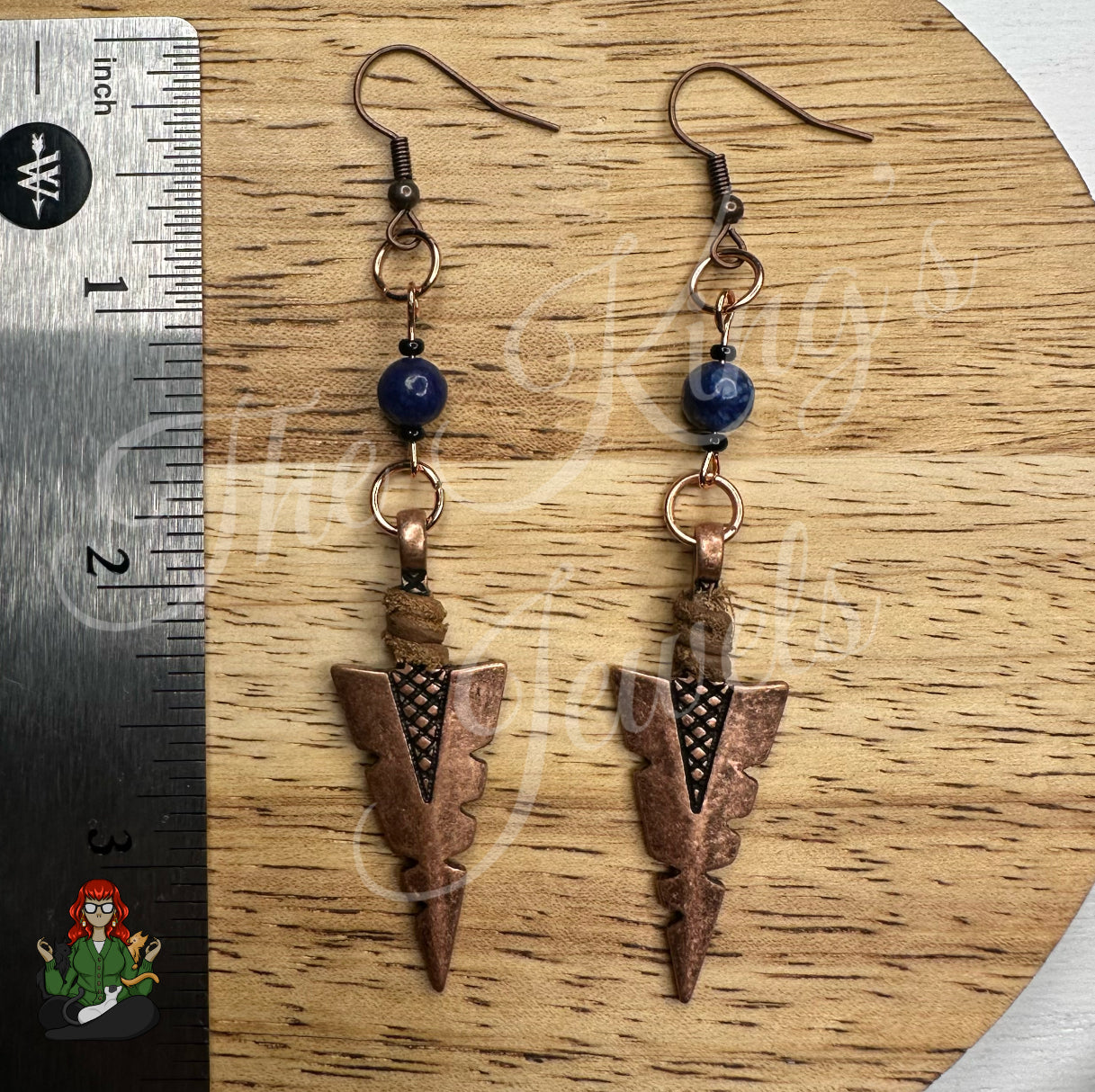 Katie - Copper Lapis Arrow Earrings!