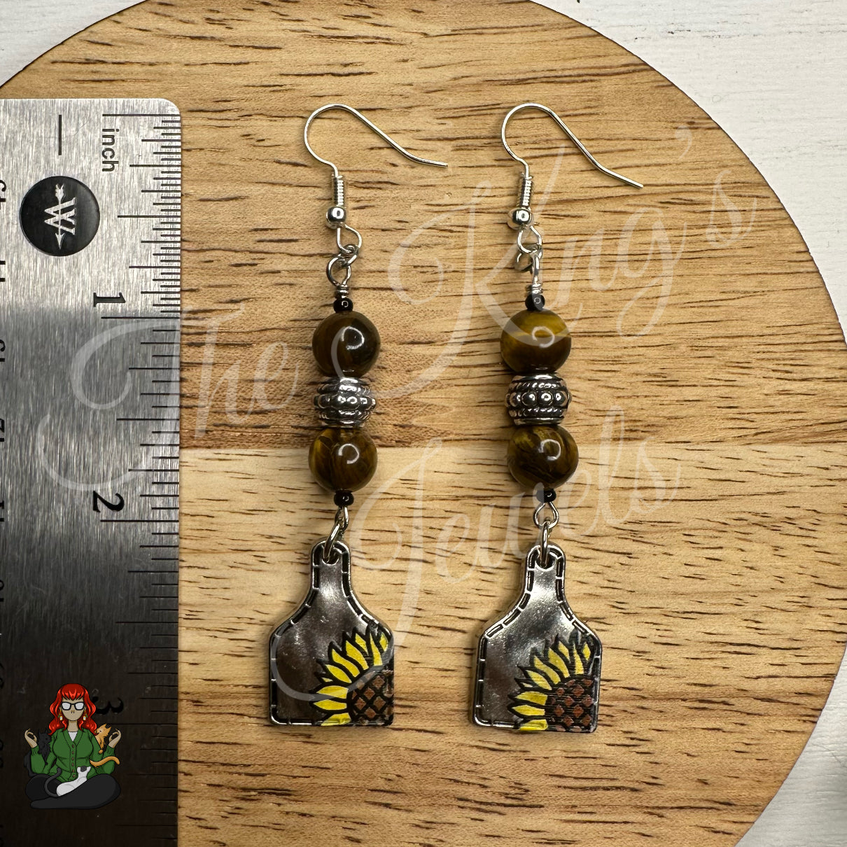 Katie - Tigers Eye Beaded & Sunflower Earrings!