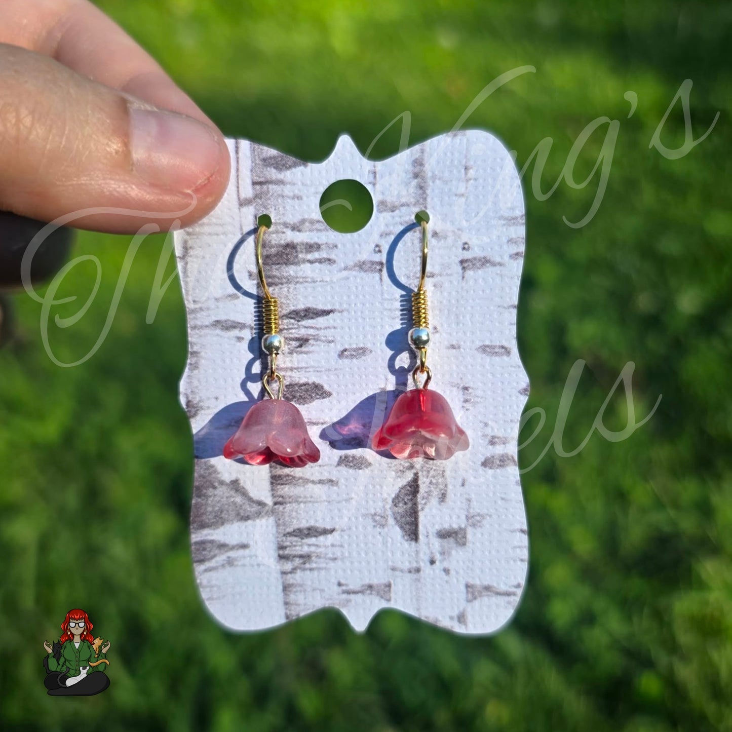 Shirley - Red Dainty Lily of the Valley Flower Earrings!