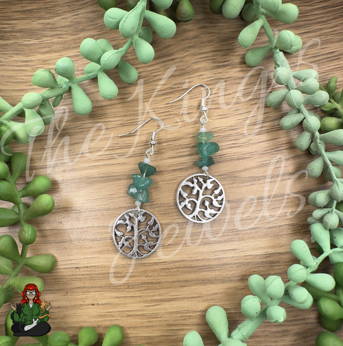 Katie - Aventurine Tree of Life Earrings!