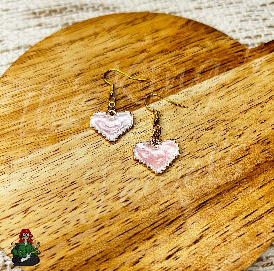 LeonaRae - Pink Pixel Heart Earrings!