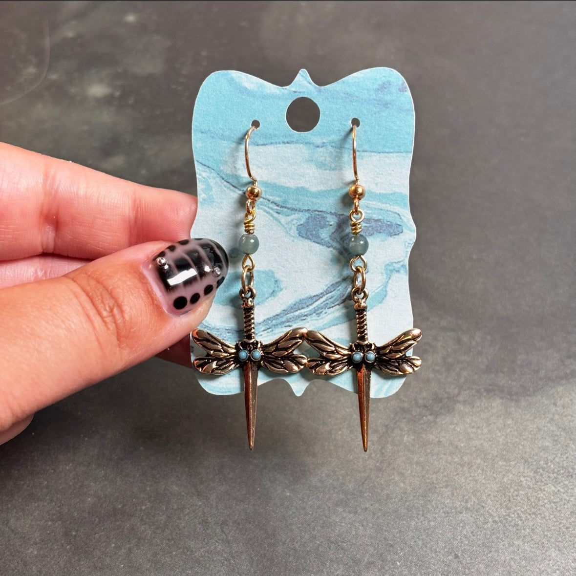 Katie - Dragonfly & Blue Aventurine Earrings!