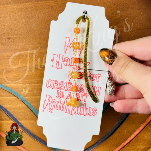 GwennaBelle - Glass Orange Flower and Beads Bookmark!