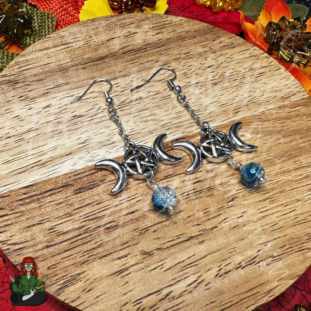 Gladys - Moon Phase & Pentacle Bead Earrings!