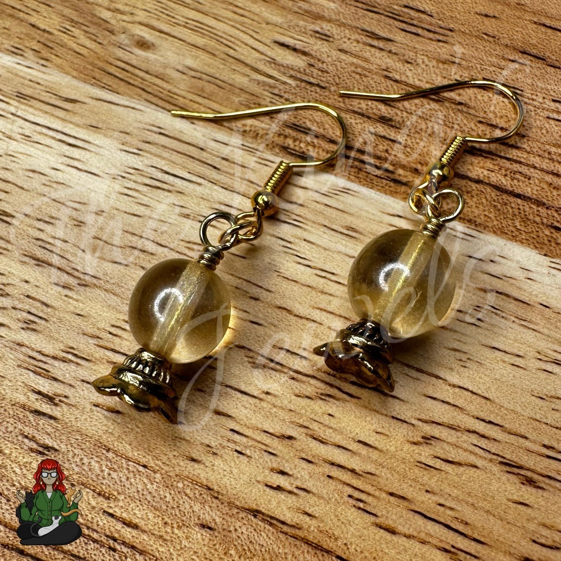 Gold Crystal Ball Earrings!