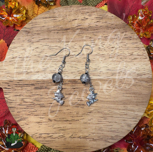 Gladys - Black & White Bead Witch Earrings!