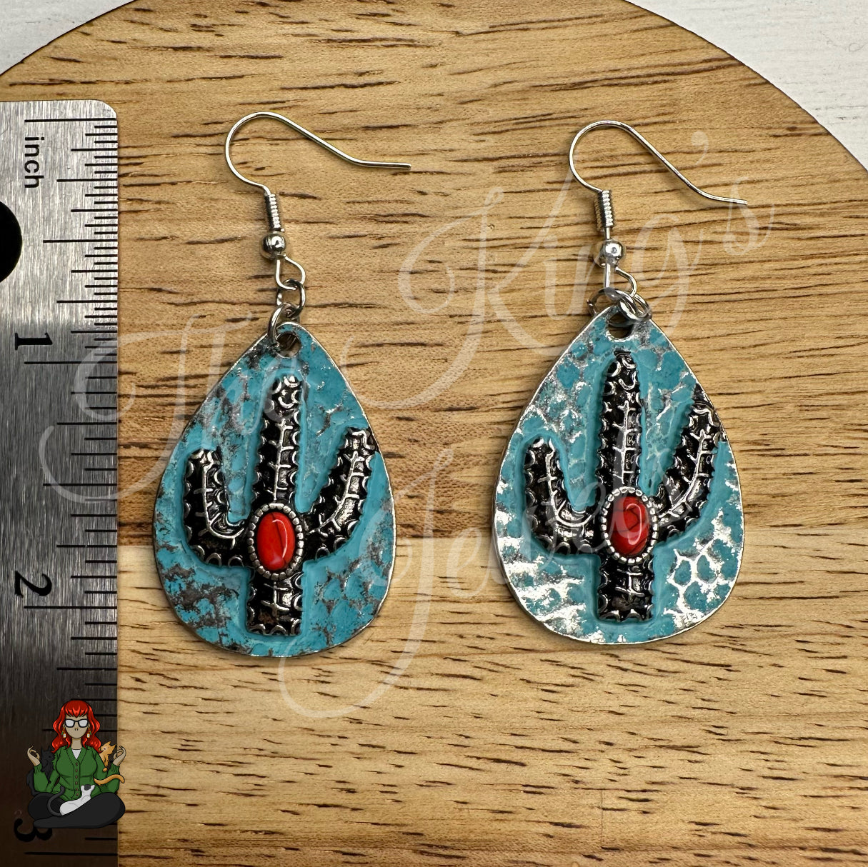 Rose - Teal Cacti Earrings!