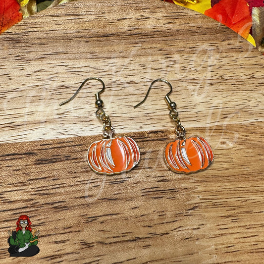 LeonaRae - Shades of Orange Cartoon Pumpkin Earrings!