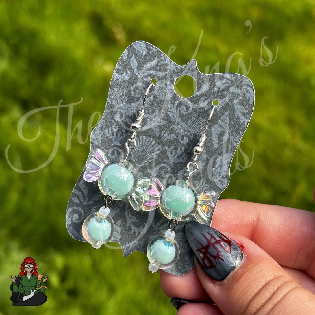 Katie - Aqua Candy Iridescent Earrings!