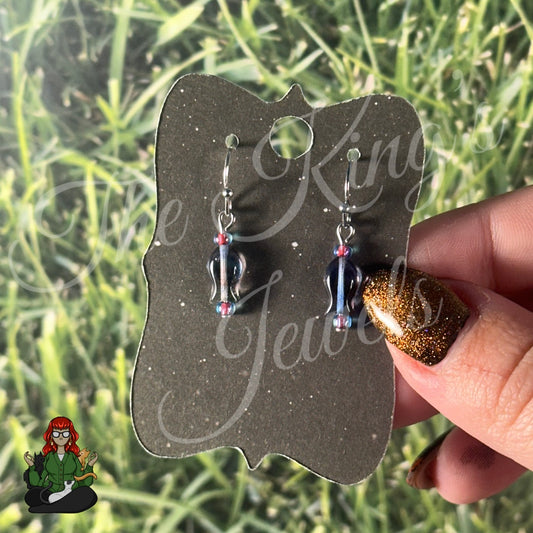 Melissa - Glass Blue Fish with Pink Beads Earrings!