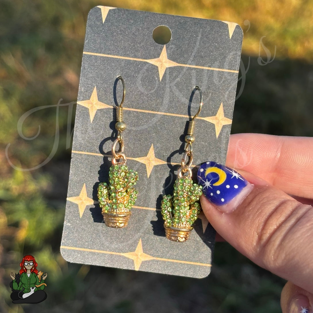 LeonaRae - Sparkly Rhinestone Cactus Earrings!