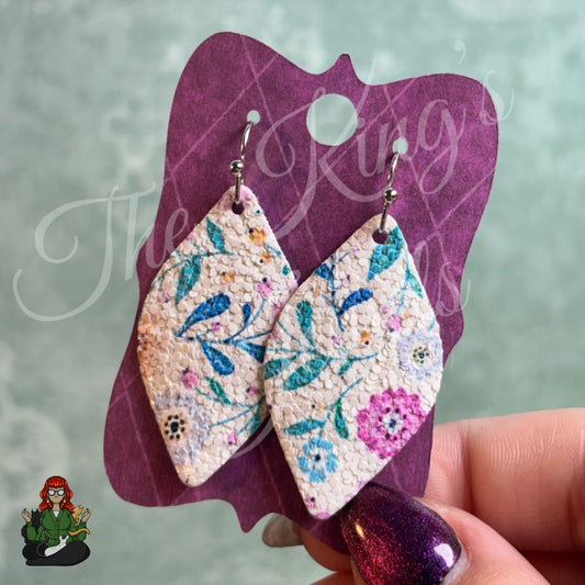 Floral Faux Leather Earrings!