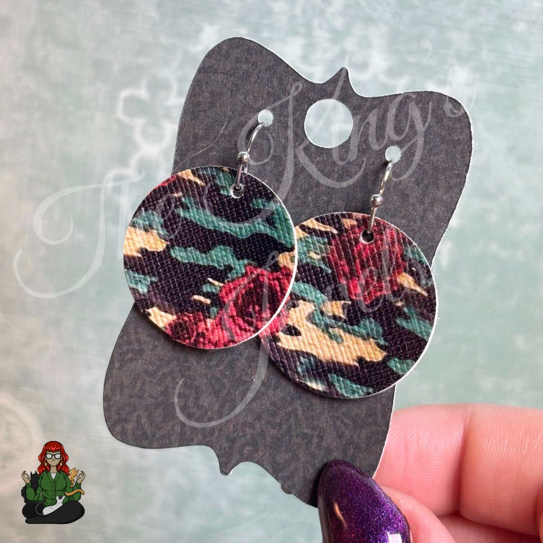 Michelle - Floral Camo Faux Leather Earrings!