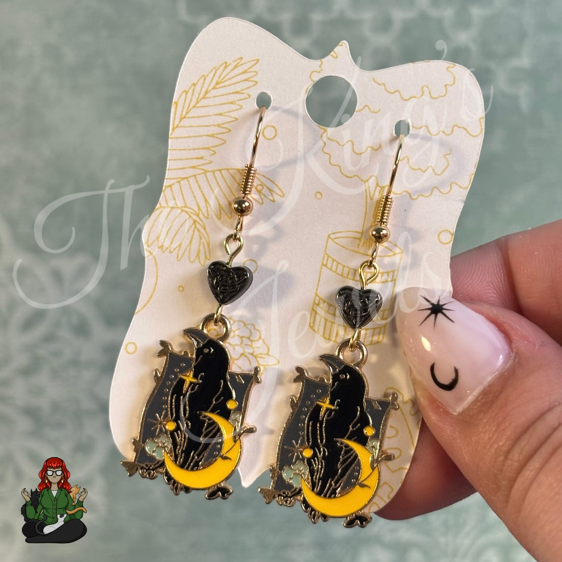 Katie - Raven & Moon Celestial Celtic Enamel Earrings!