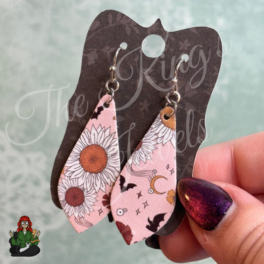 Jennifer - Sunflower Moon Faux Leather Earrings!